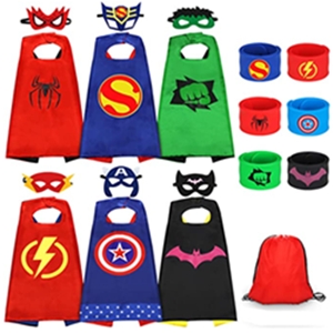 Jojoin 6 PCS Superhero Capes for Kids, 6 Superheroes Wristbands Slap Bands, 6 Hero Masks and 1 Storage Bag, Role Play Costume Dress up Toys Gift Kids for Halloween Birthday Party Christmas